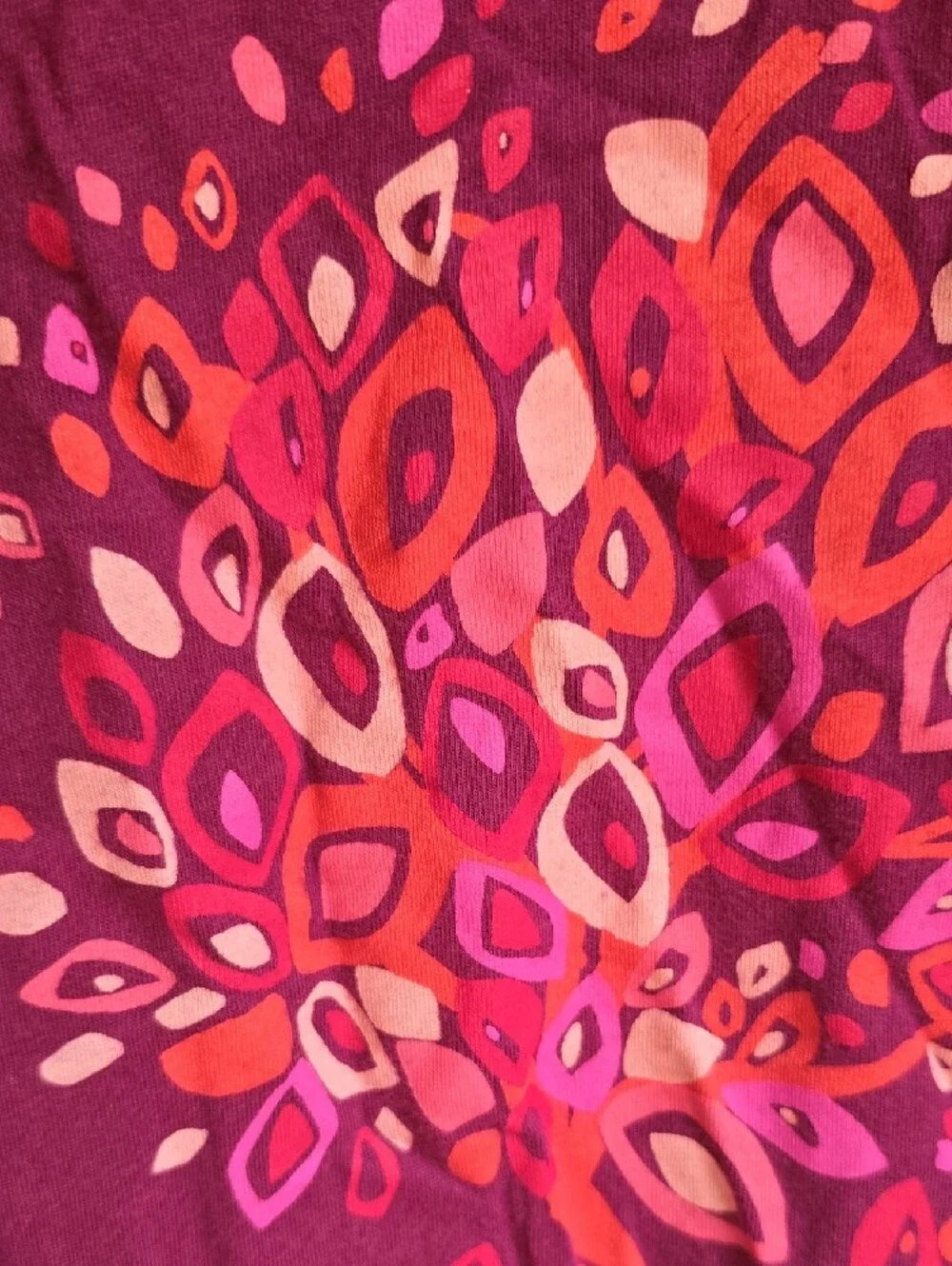 L.L. Bean Girl's Plum Long-Sleeve Tee with Pink & Coral Tree Graphic